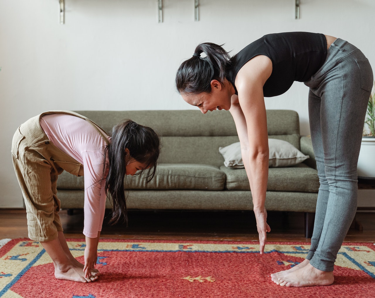 Practicing yoga on outlet carpet